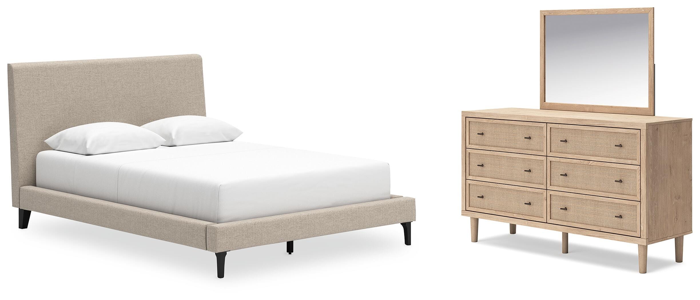 Cielden Queen Upholstered Bed, Dresser and Mirror — 3-Piece Signature Design by Ashley® Bedroom