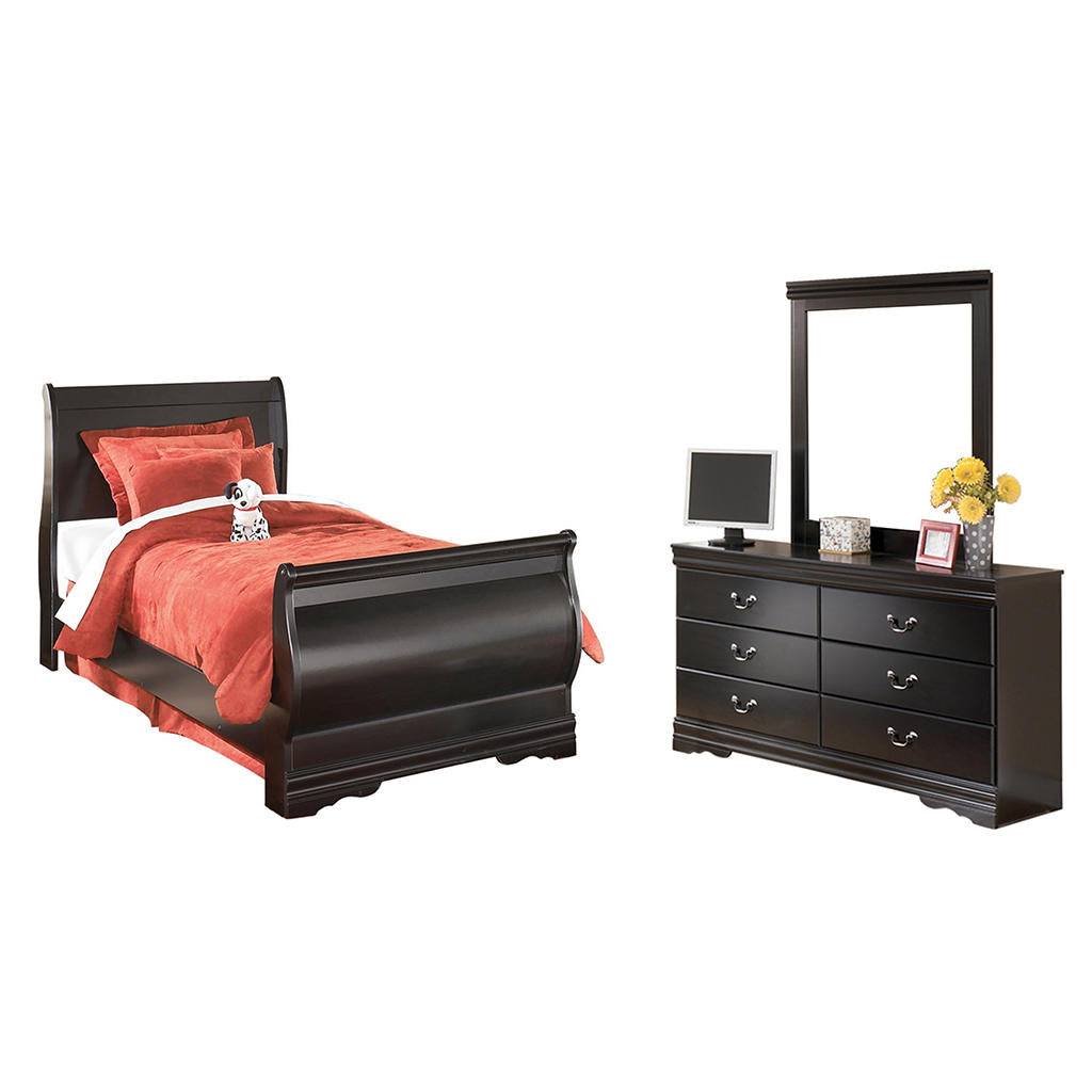 Huey Vineyard Twin Sleigh Bed with Mirroed Dresser and Nightstand Signature Design by Ashley® Uncategorized