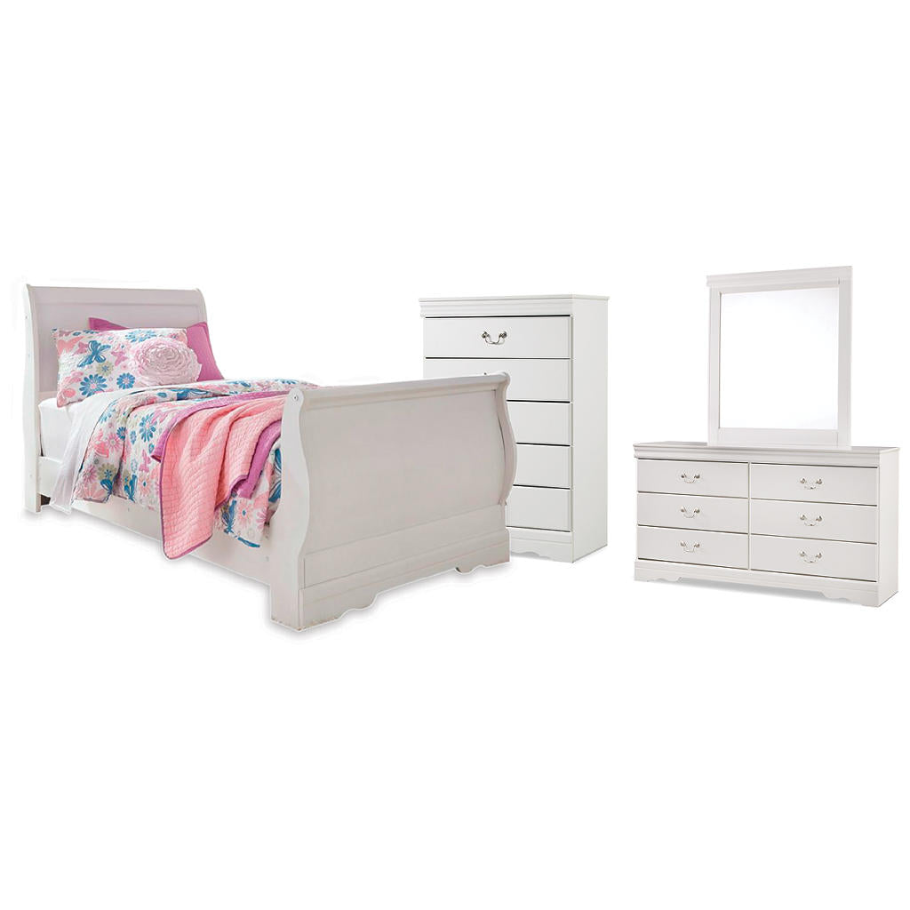 Anarasia Twin Sleigh Bed, Dresser, Mirror and Chest Signature Design by Ashley® Uncategorized