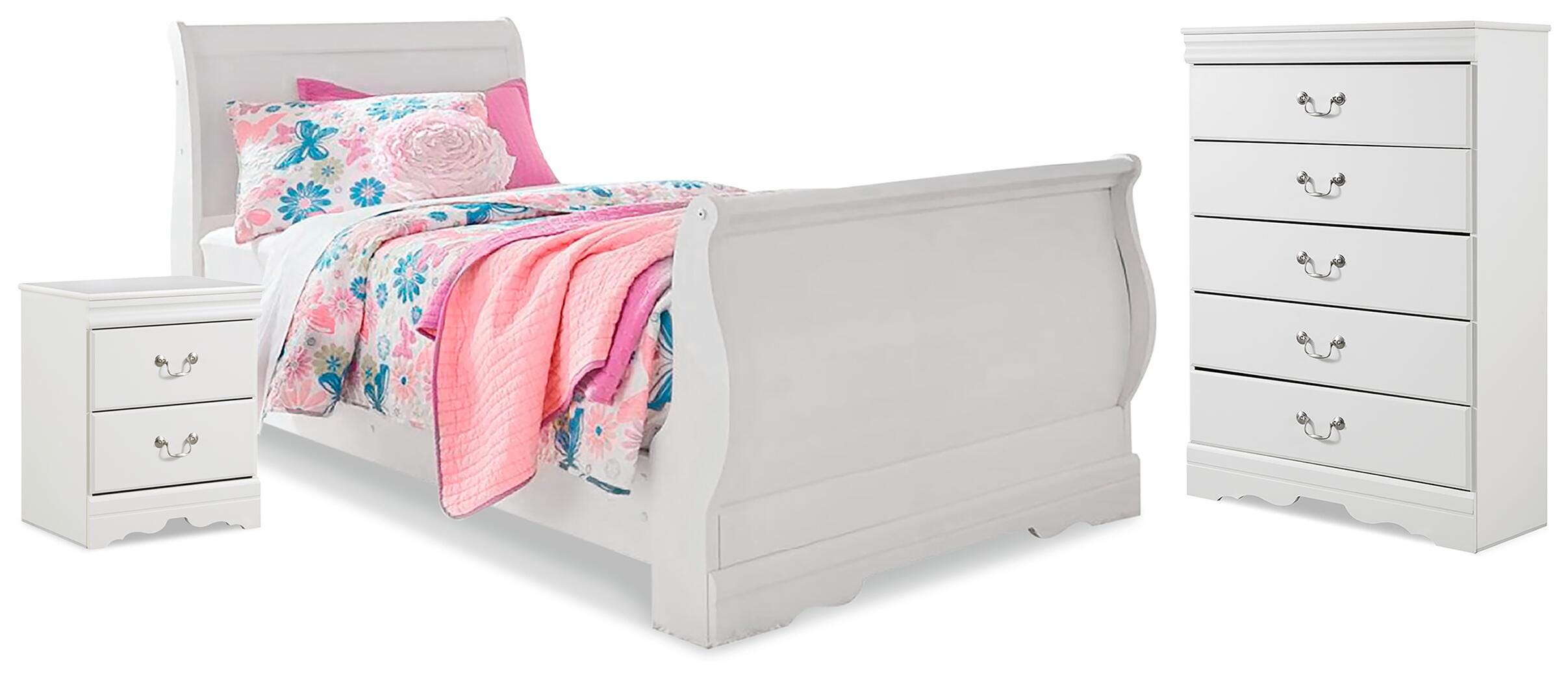 Anarasia Twin Sleigh Bed, Chest and Nightstand — 3-Piece Set Signature Design by Ashley® Bedroom