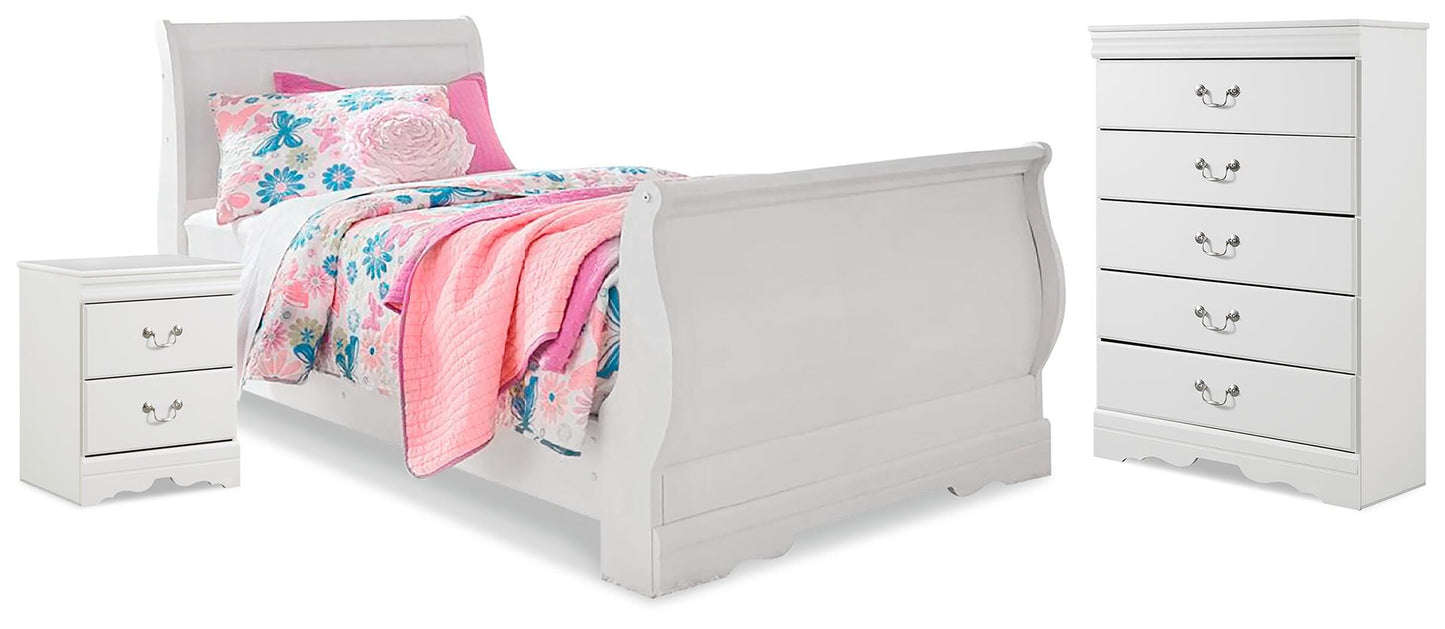 Anarasia Twin Sleigh Bed, Chest and Nightstand — 3-Piece Set Signature Design by Ashley® Bedroom