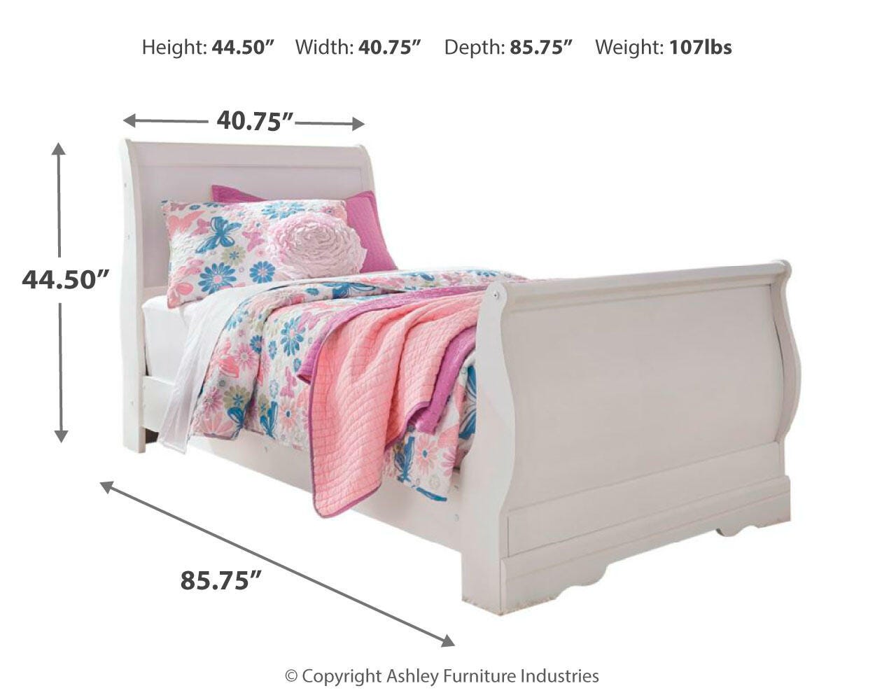 Anarasia Twin Sleigh Bed, Chest and Nightstand — 3-Piece Set Signature Design by Ashley® Bedroom