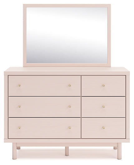 Wistenpine Full Upholstered Panel Headboard, Dresser and Mirror