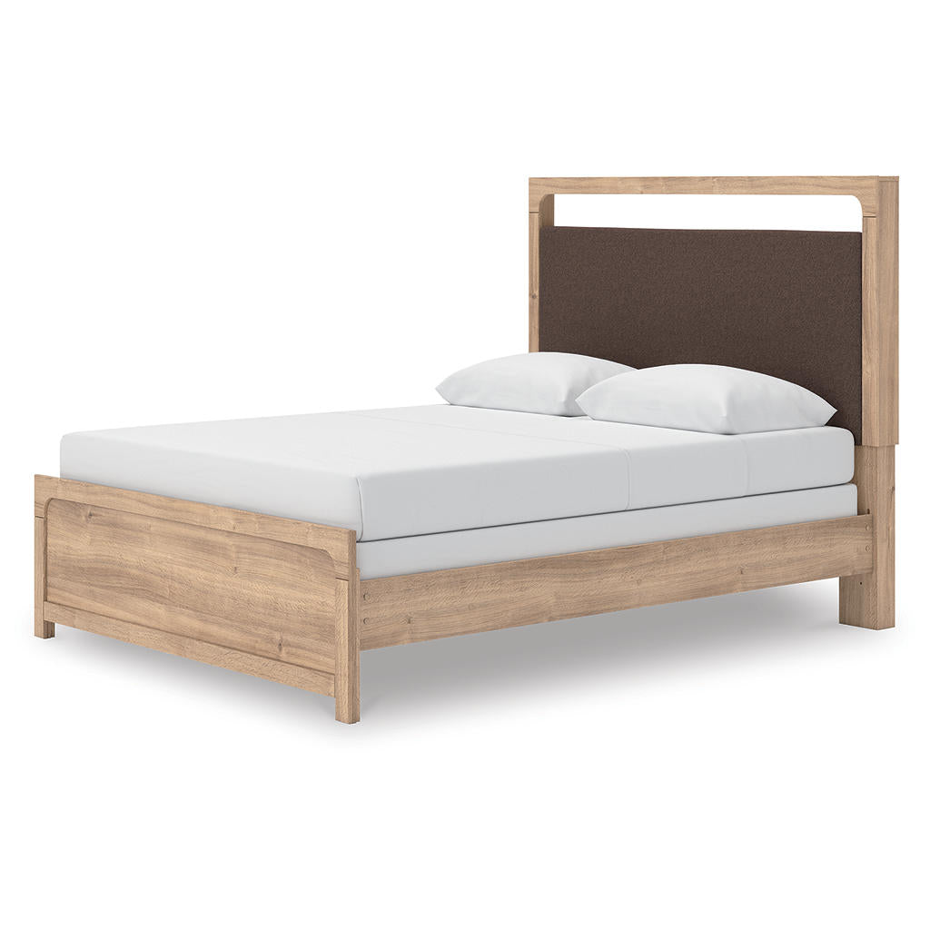 Kinlanni Queen Upholstered Panel Bed, Dresser and Mirror Ashley® Bedroom