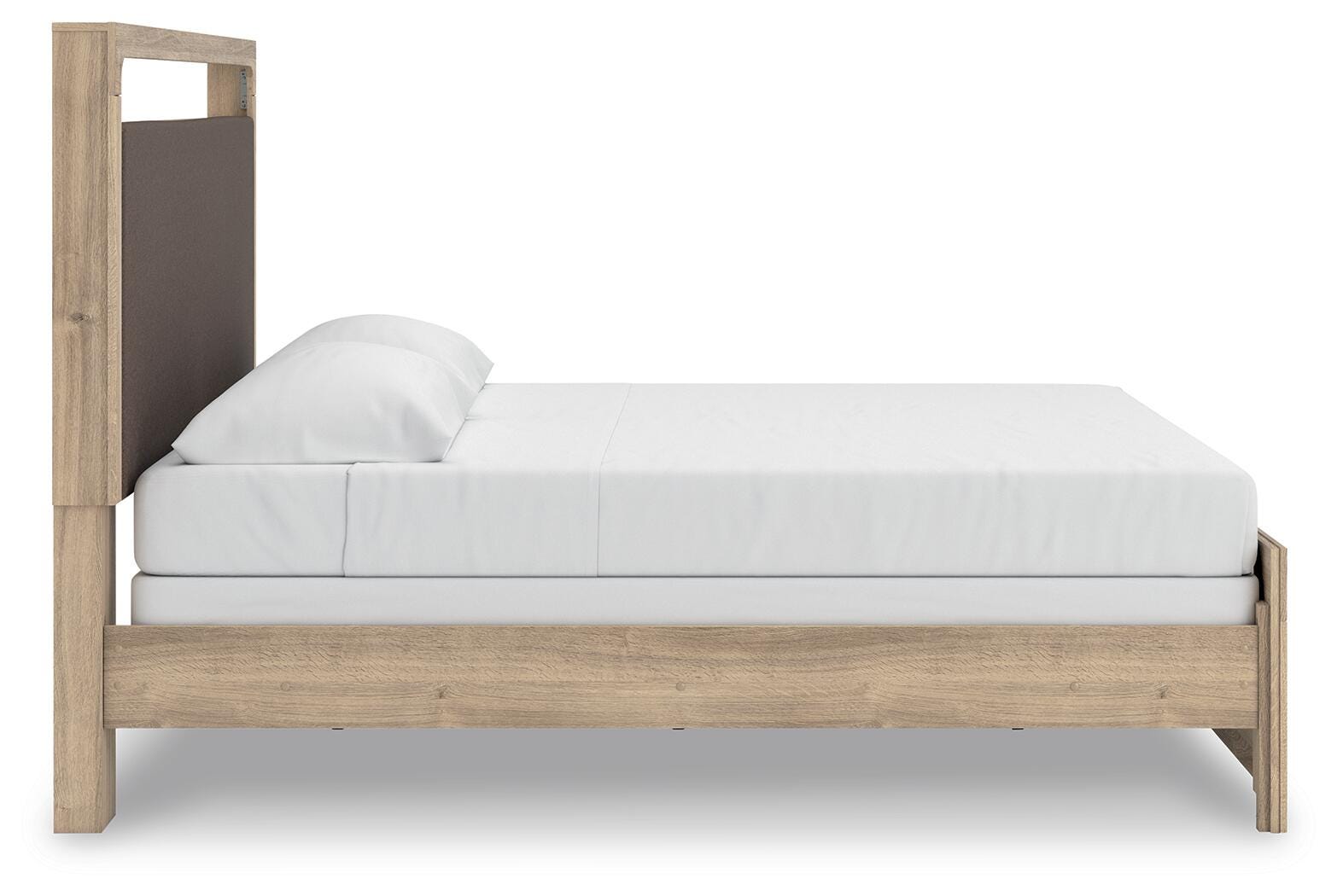 Kinlanni King Upholstered Panel Bed, Dresser, Mirror and Nightstand