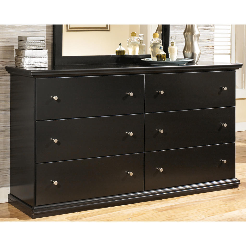Maribel Dresser — Black 6-Drawer with Pewter-Tone Knobs Signature Design by Ashley® Bedroom
