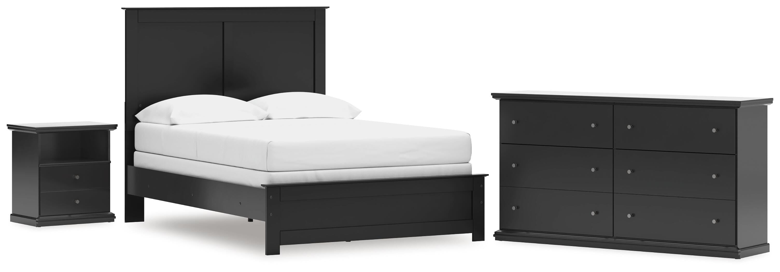 Maribel Full Panel Bed, Dresser and Nightstand