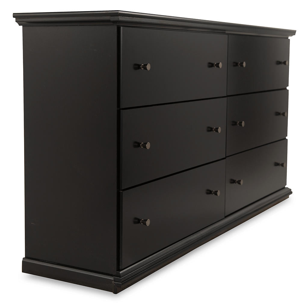 Maribel Dresser — Black 6-Drawer with Pewter-Tone Knobs Signature Design by Ashley® Bedroom