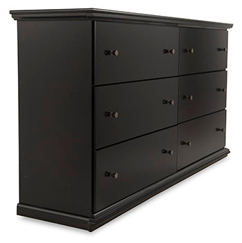 Maribel Dresser — Black 6-Drawer with Pewter-Tone Knobs Signature Design by Ashley® Bedroom