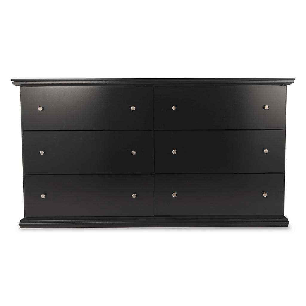 Maribel Dresser — Black 6-Drawer with Pewter-Tone Knobs Signature Design by Ashley® Bedroom