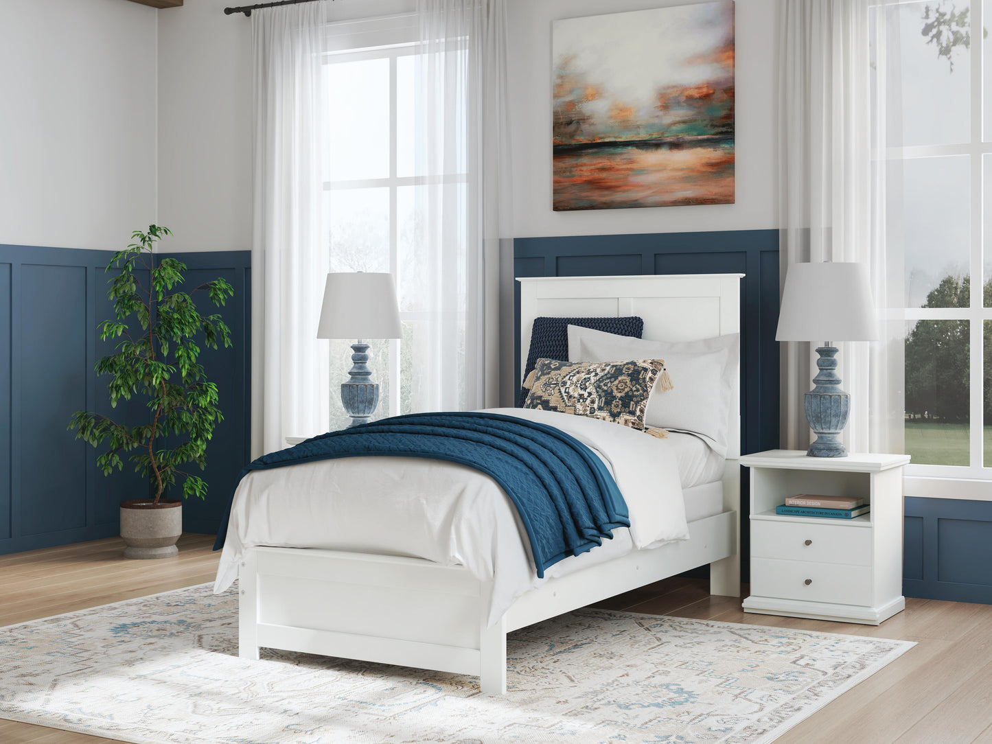 Bostwick Shoals Twin Panel Bed, Dresser, Mirror and Nightstand