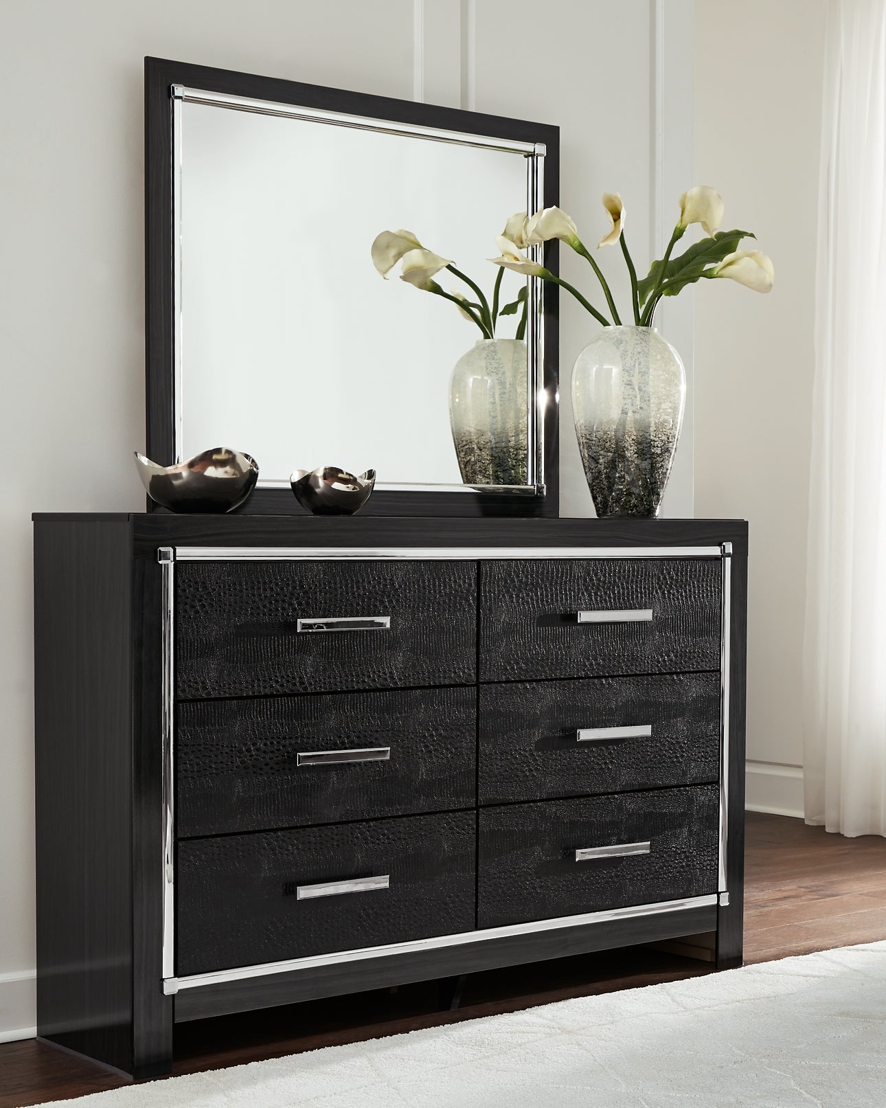 Kaydell King Panel Bed with Storage, Dresser and Mirror