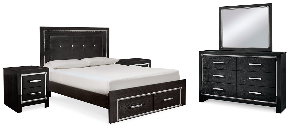 Kaydell Queen Storage Bed, Dresser, Mirror and 2 Nightstands