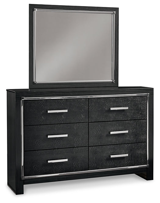 Kaydell King Panel Bed with Storage, Dresser and Mirror