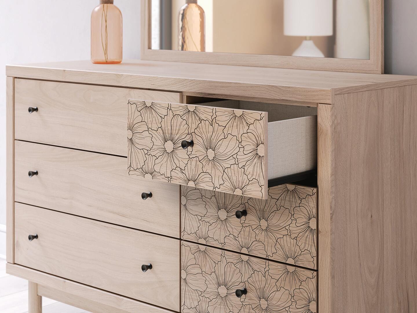 Arloster Full Upholstered Panel Bed, Dresser and Mirror — 3-Piece Signature Design by Ashley® Bedroom