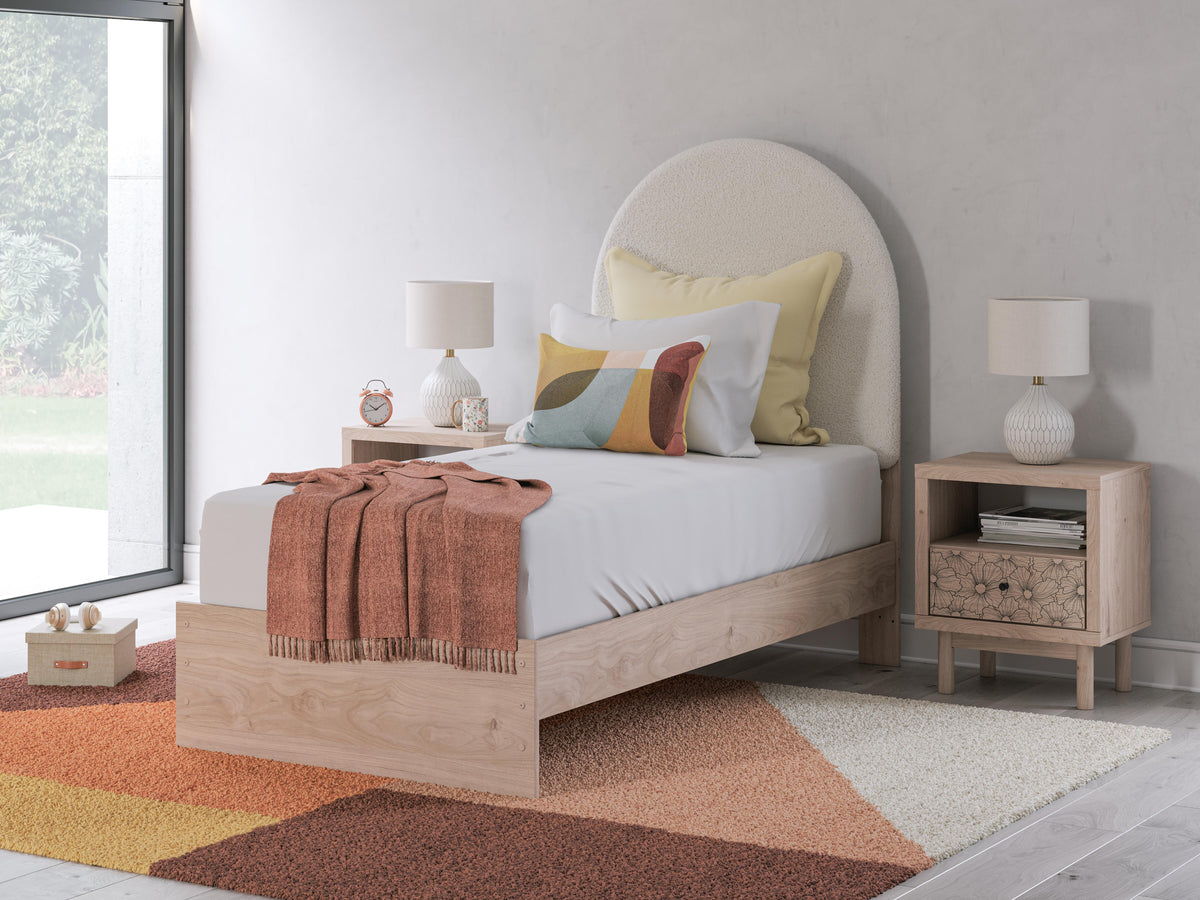 Arloster Twin Upholstered Panel Bed, Dresser and Mirror — 3-Piece Signature Design by Ashley® Bedroom