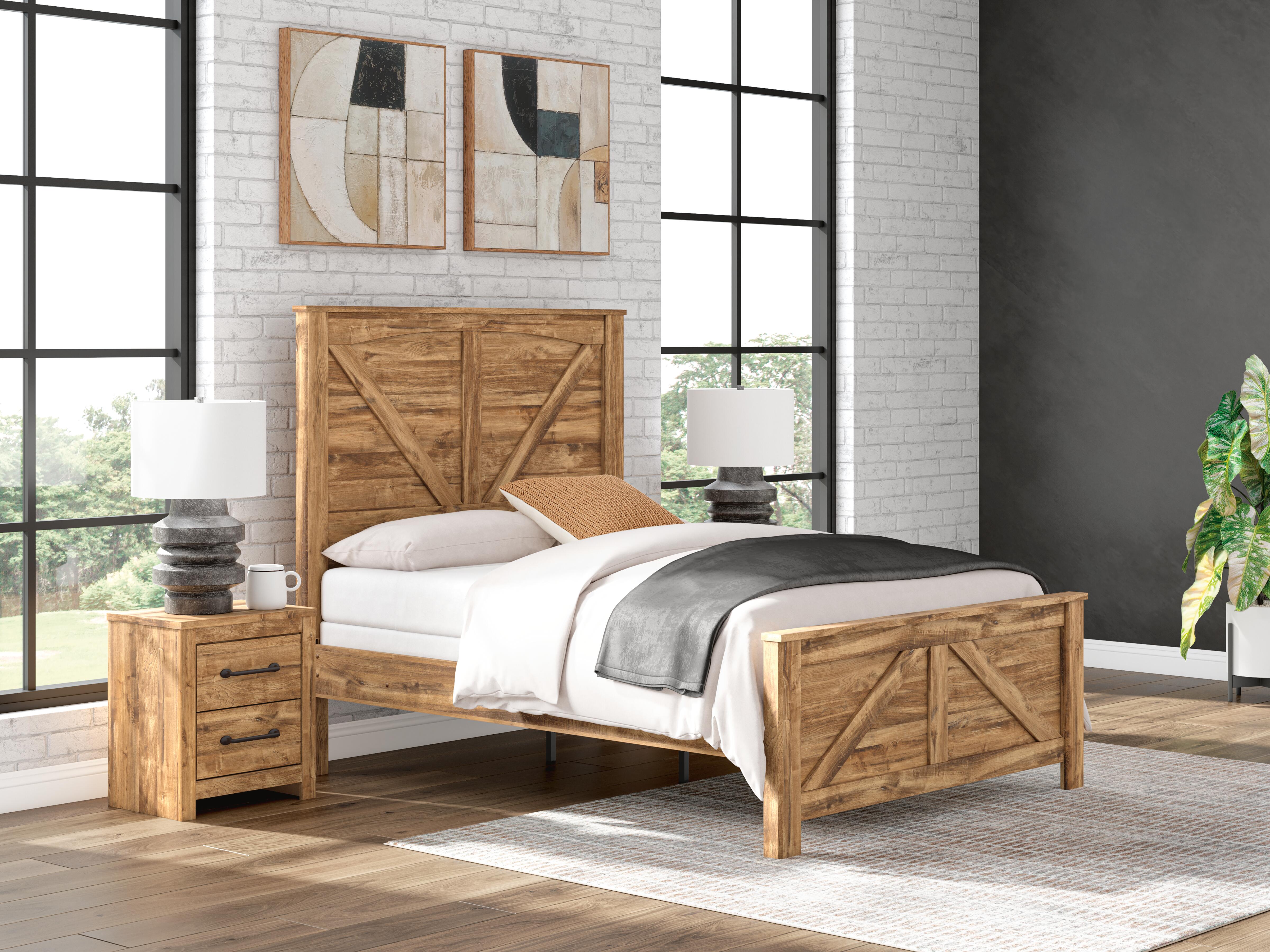 Maystonna Queen Crossbuck Panel Bed, Dresser, Mirror and Nightstand Signature Design by Ashley® Bedroom
