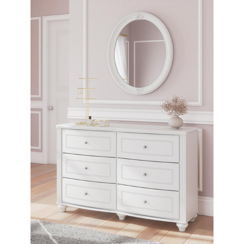 Kozlani Twin Upholstered Panel Bed, Dresser and Mirror Ashley® Bedroom
