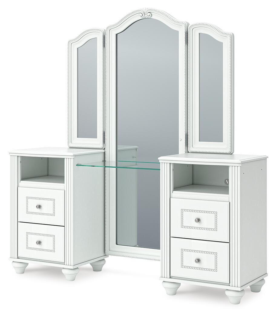 Kozlani Vanity with 2 Cabinets, Mirror and Stool — 4-Piece Signature Design by Ashley® Bedroom