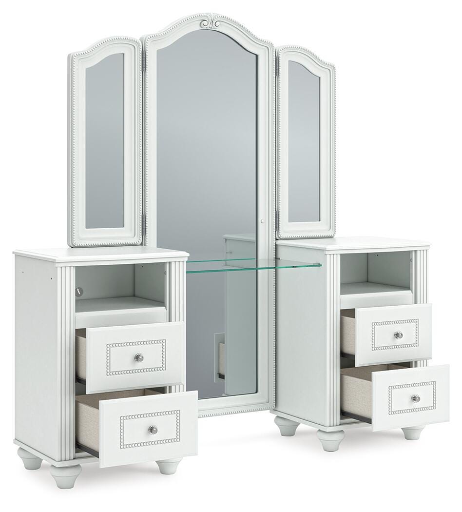 Kozlani Vanity with 2 Cabinets, Mirror and Stool — 4-Piece Signature Design by Ashley® Bedroom