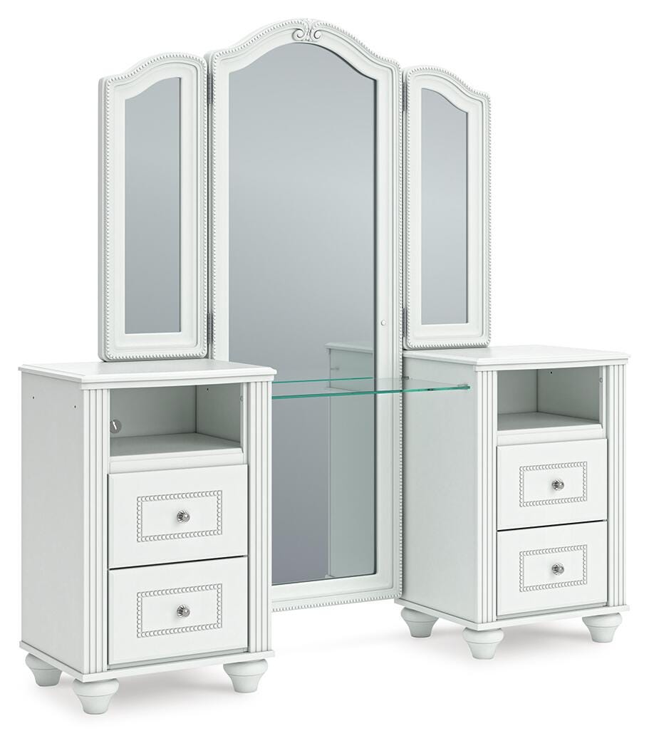 Kozlani Vanity with 2 Cabinets, Mirror and Stool — 4-Piece Signature Design by Ashley® Bedroom