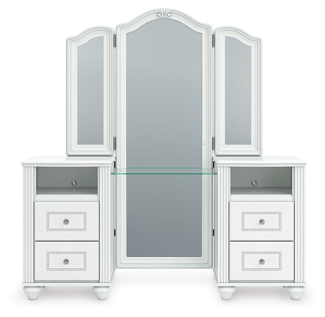 Kozlani Vanity with 2 Cabinets, Mirror and Stool — 4-Piece Signature Design by Ashley® Bedroom