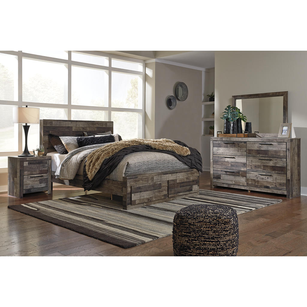 Derekson Queen Panel Storage Bed with Mirrored Dresser and Nightstand Benchcraft® Uncategorized