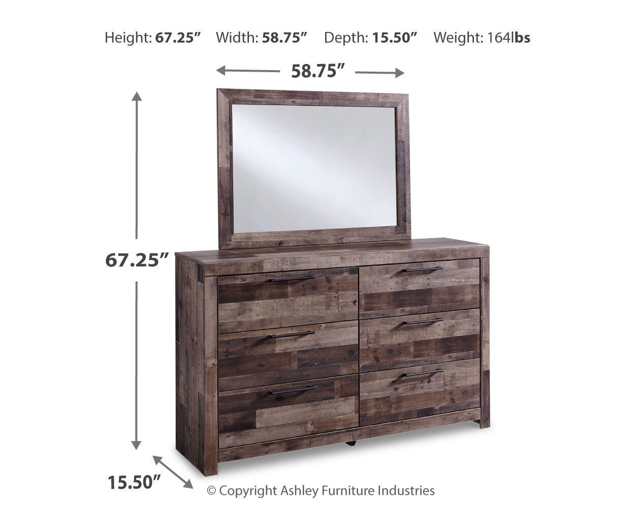 Derekson Queen Panel Bed, Dresser and Mirror