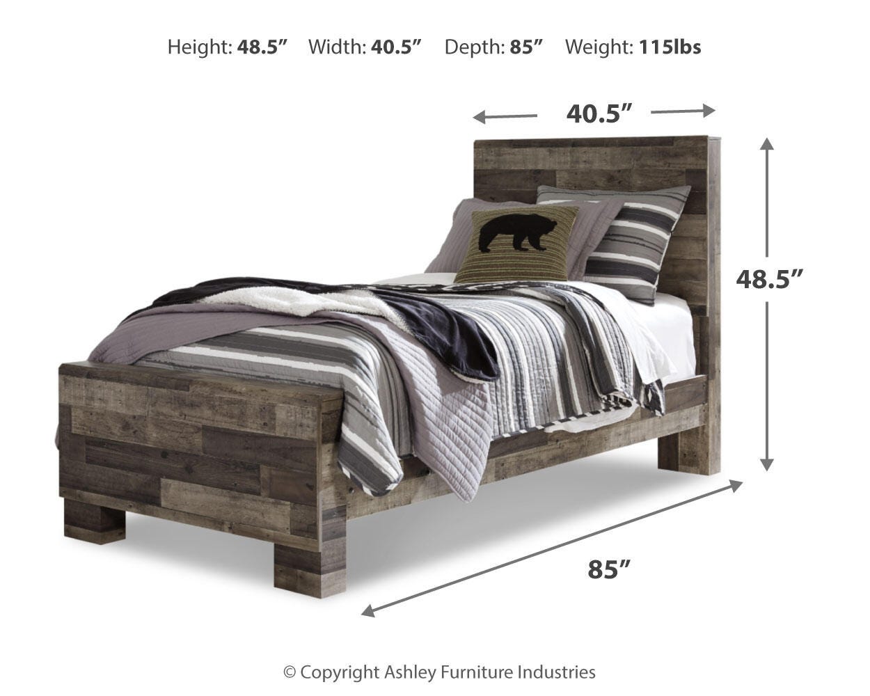 Derekson Twin Panel Bed, Dresser and Mirror — 3-Piece Set Benchcraft® Bedroom