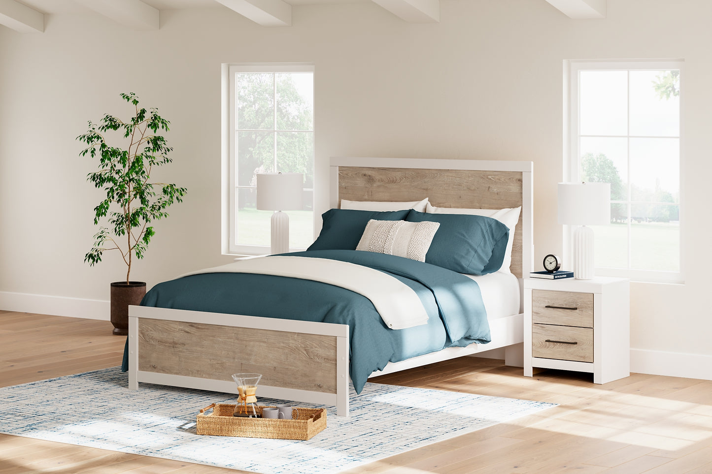 Charbitt Queen Panel Bed, Dresser, Mirror and Nightstand