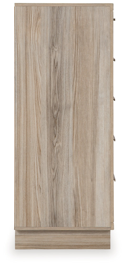 Hasbrick Queen Panel Headboard with Mirrored Dresser, Chest and 2 Nightstands