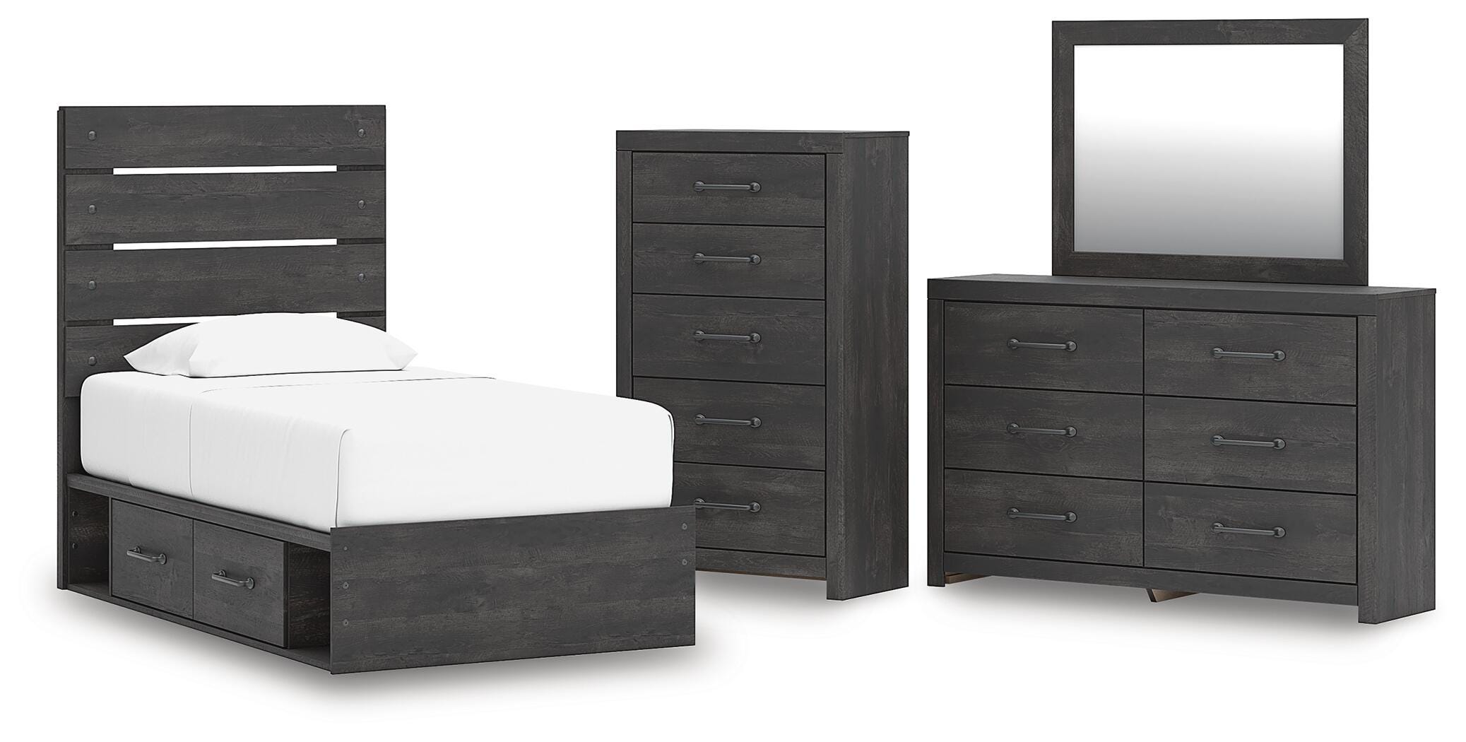 Hollivern Twin Side Storage Bed, Dresser, Mirror and Chest Signature Design by Ashley® Bedroom