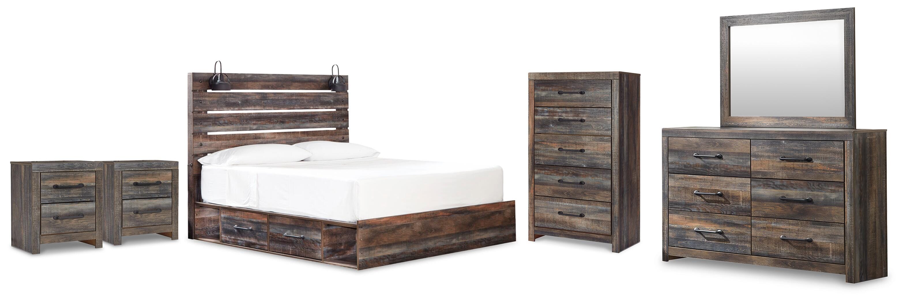 Drystan King Storage Bed 7-Piece Set — Side Storage, 2 Nightstands