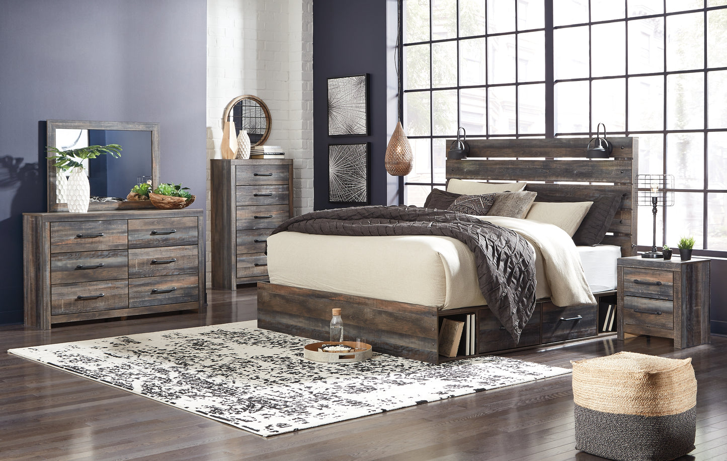 Drystan King Panel Storage Bed and 2 Nightstands