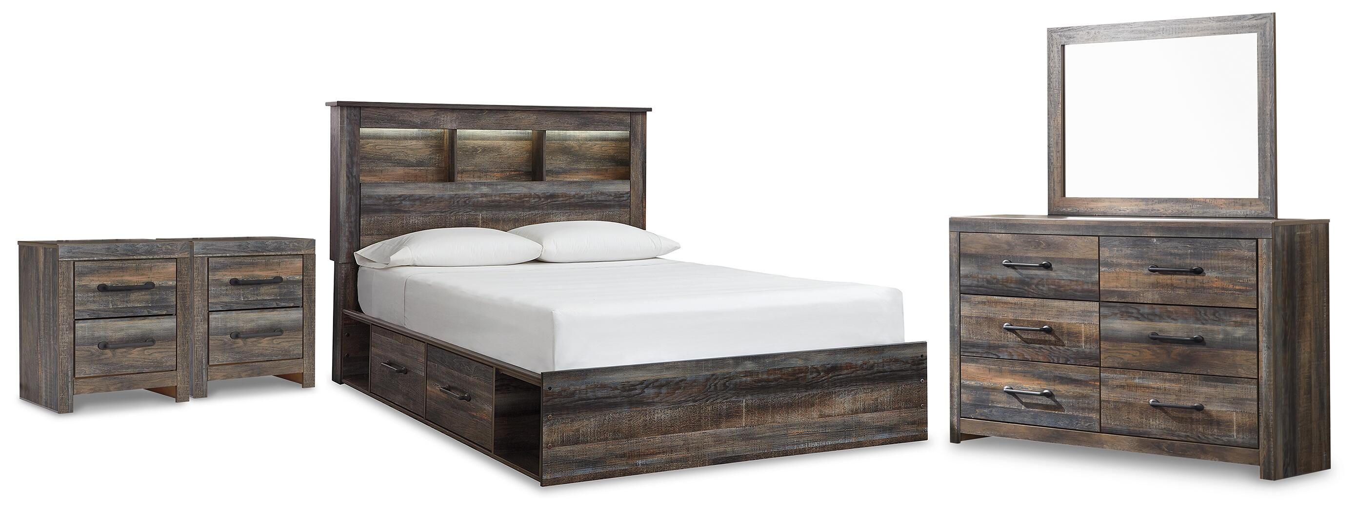 Drystan Queen Bookcase Bed 5-Piece Set — Underbed, 2 Nightstands