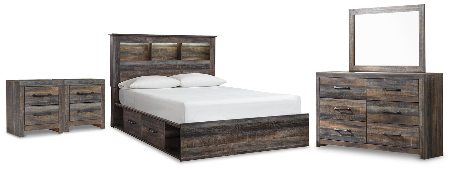Drystan Queen Bookcase Bed 5-Piece Set — Underbed, 2 Nightstands
