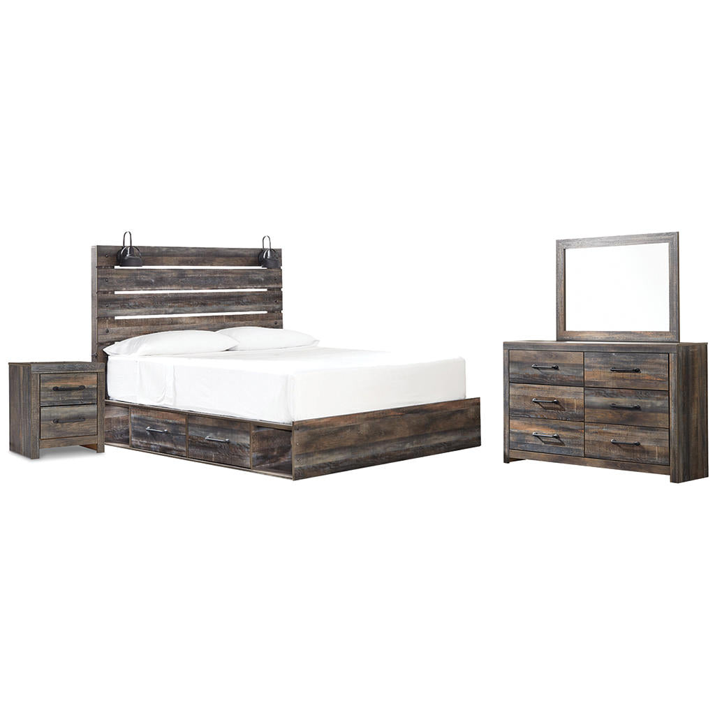 Drystan King Panel Bed with Under Bed Storage, Dresser, Mirror and Nightstand Signature Design by Ashley® Uncategorized