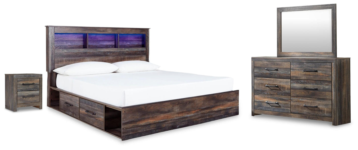 Drystan King Storage Bed, Dresser, Mirror and Nightstand — Platform