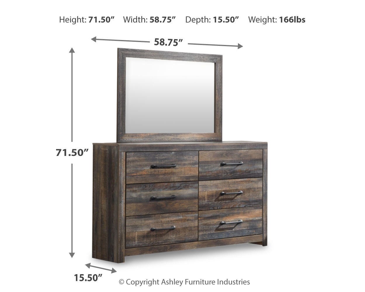 Drystan Queen Panel Bed, Dresser and Mirror