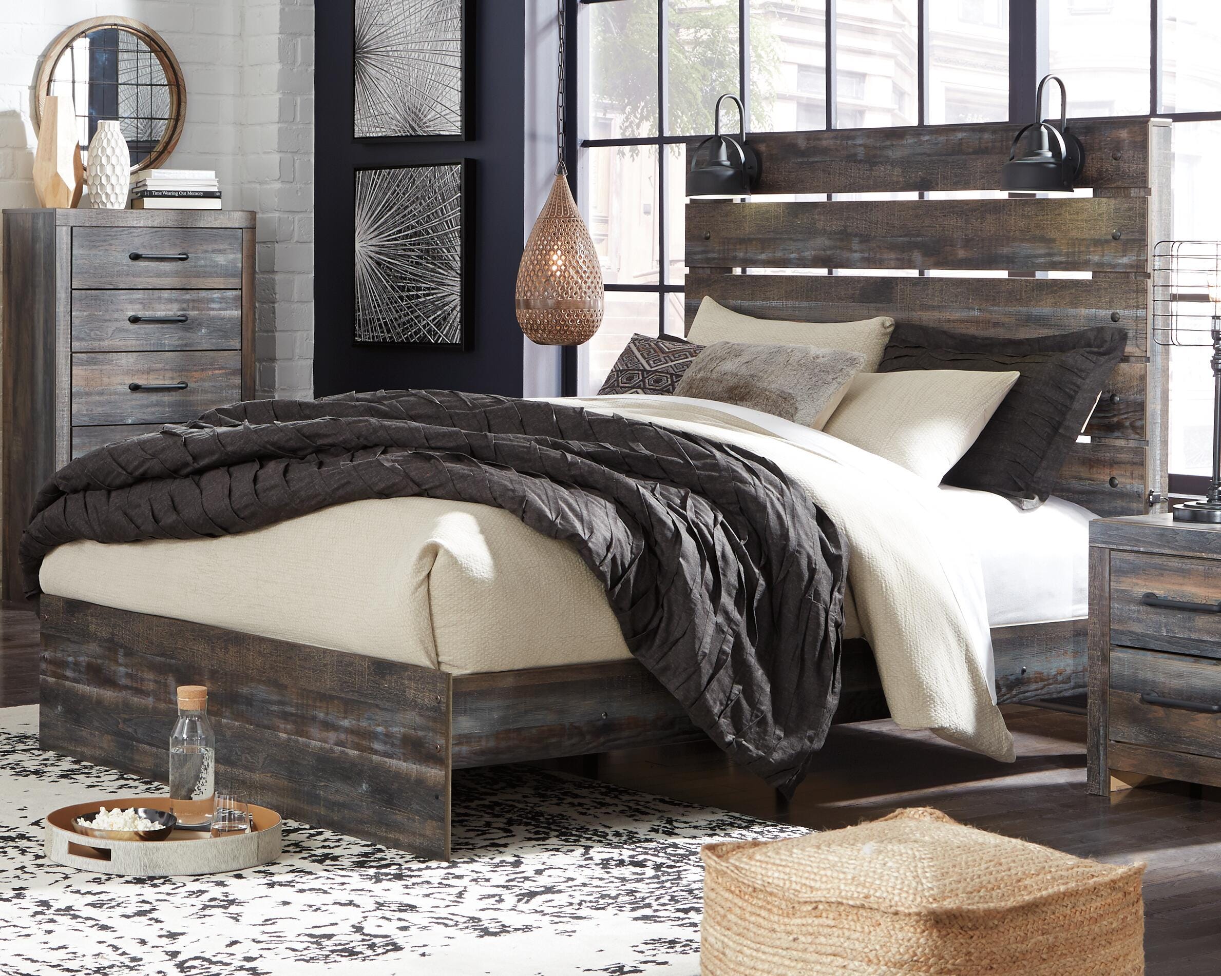 Drystan Queen Panel Bed, Dresser and Mirror