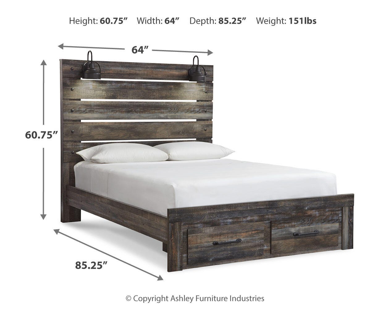 Drystan Queen Panel Storage Bed, Dresser, Mirror, Chest and 2 Nightstands