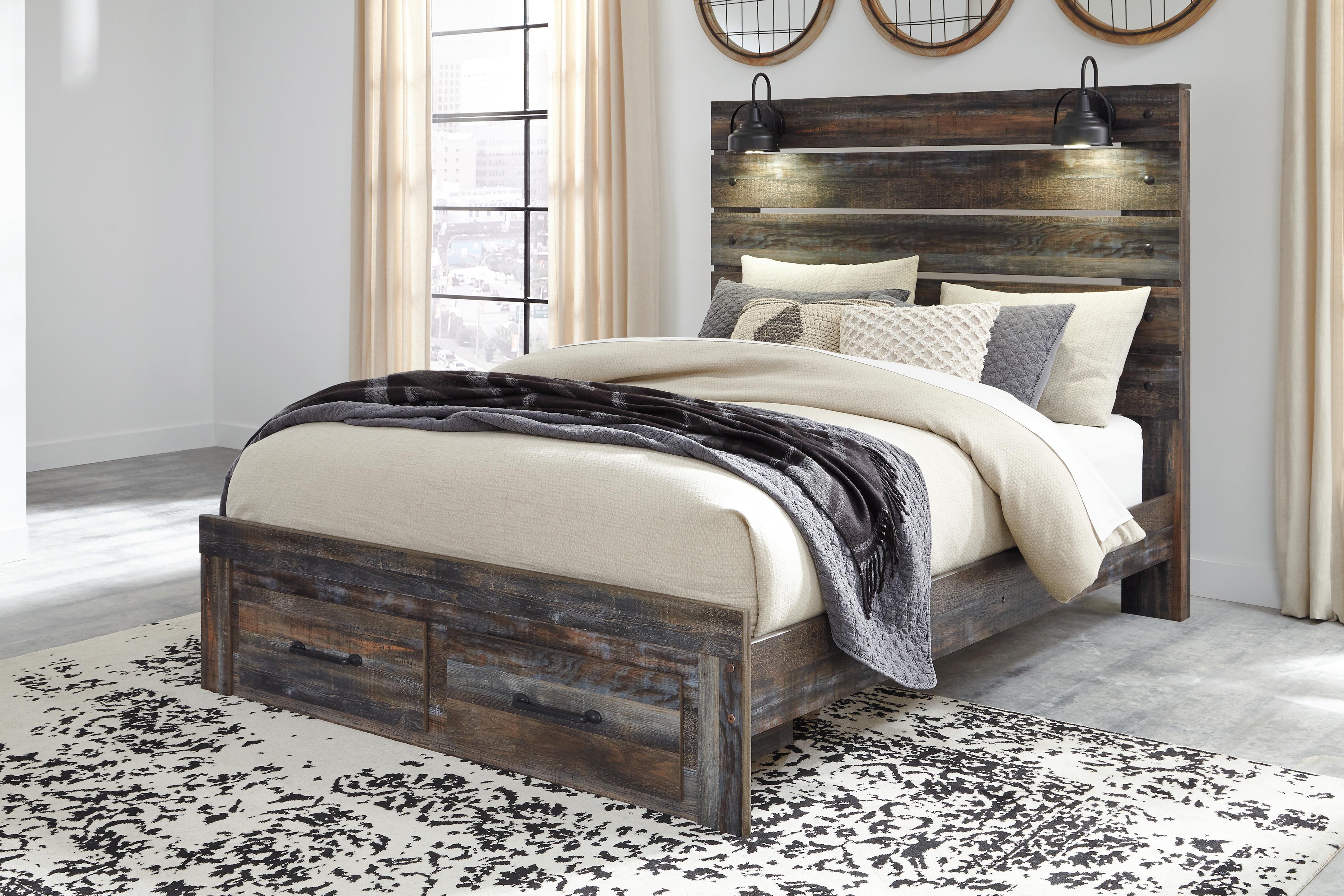 Drystan Queen Panel Storage Bed, Dresser, Mirror, Chest and 2 Nightstands