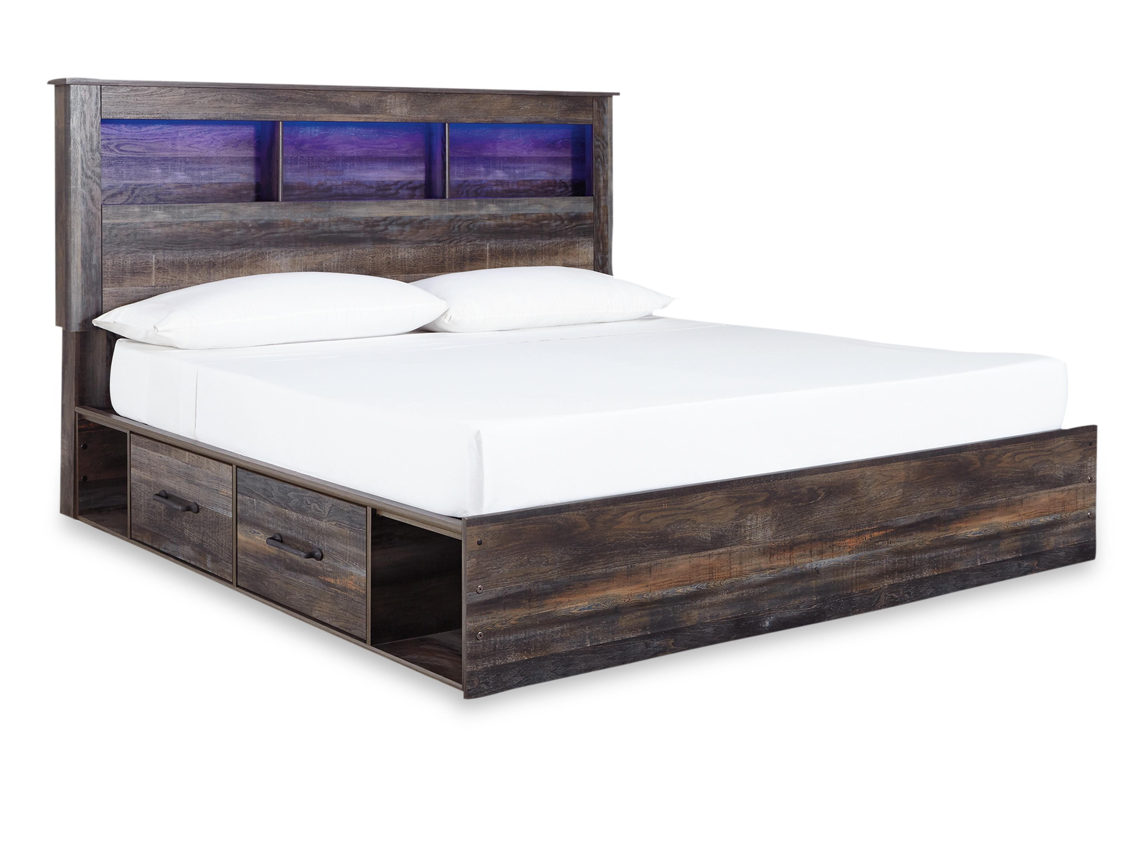 Drystan King Bookcase Bed 6-Piece Set — Side Storage, Chest