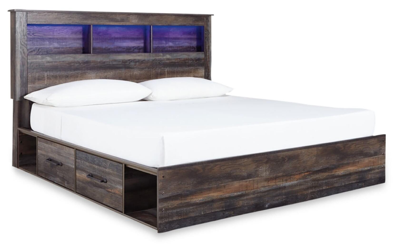 Drystan King Storage Bed, Dresser, Mirror and Nightstand — Platform