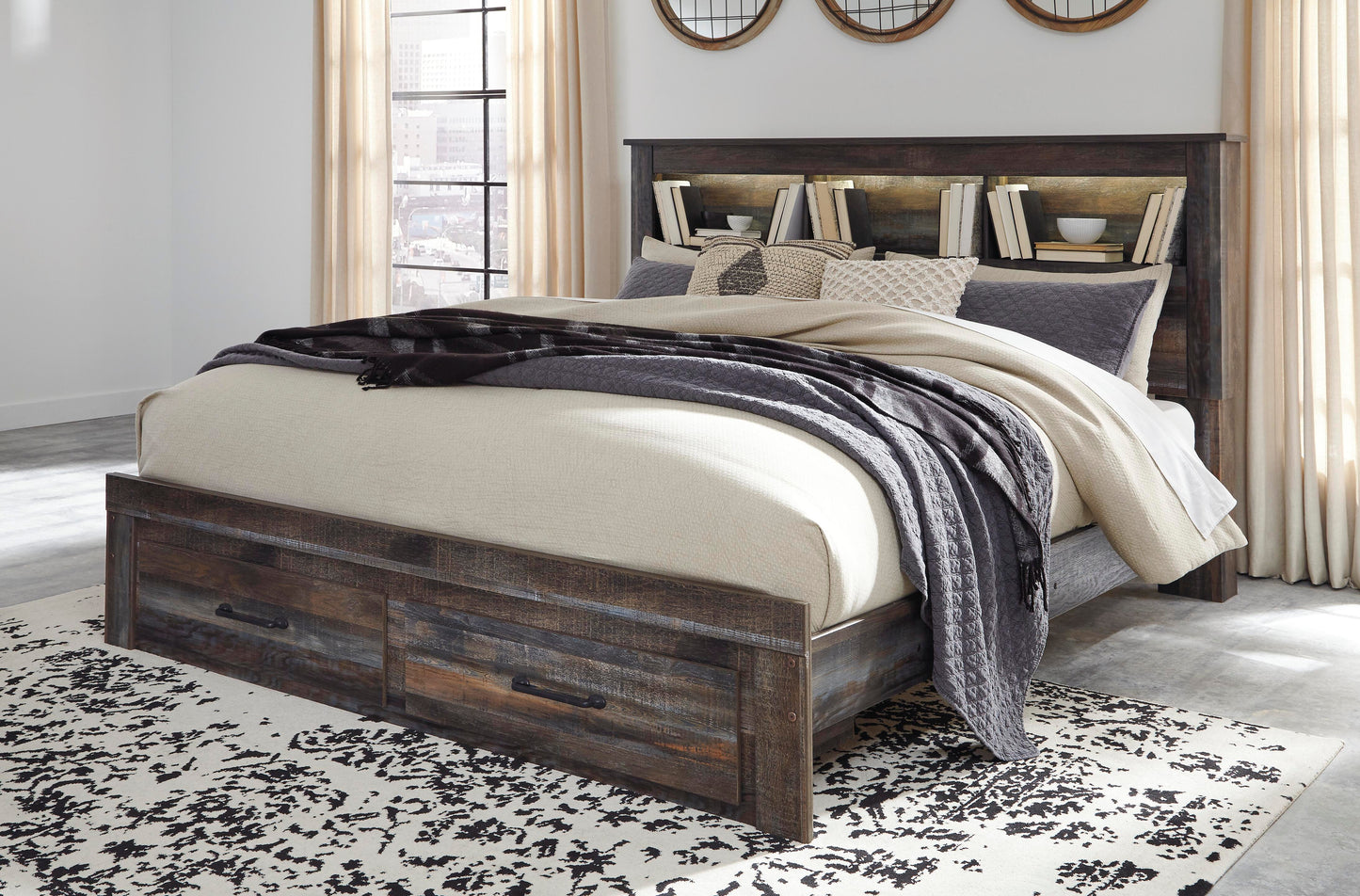 Drystan King Bookcase Storage Bed, Dresser and Chest