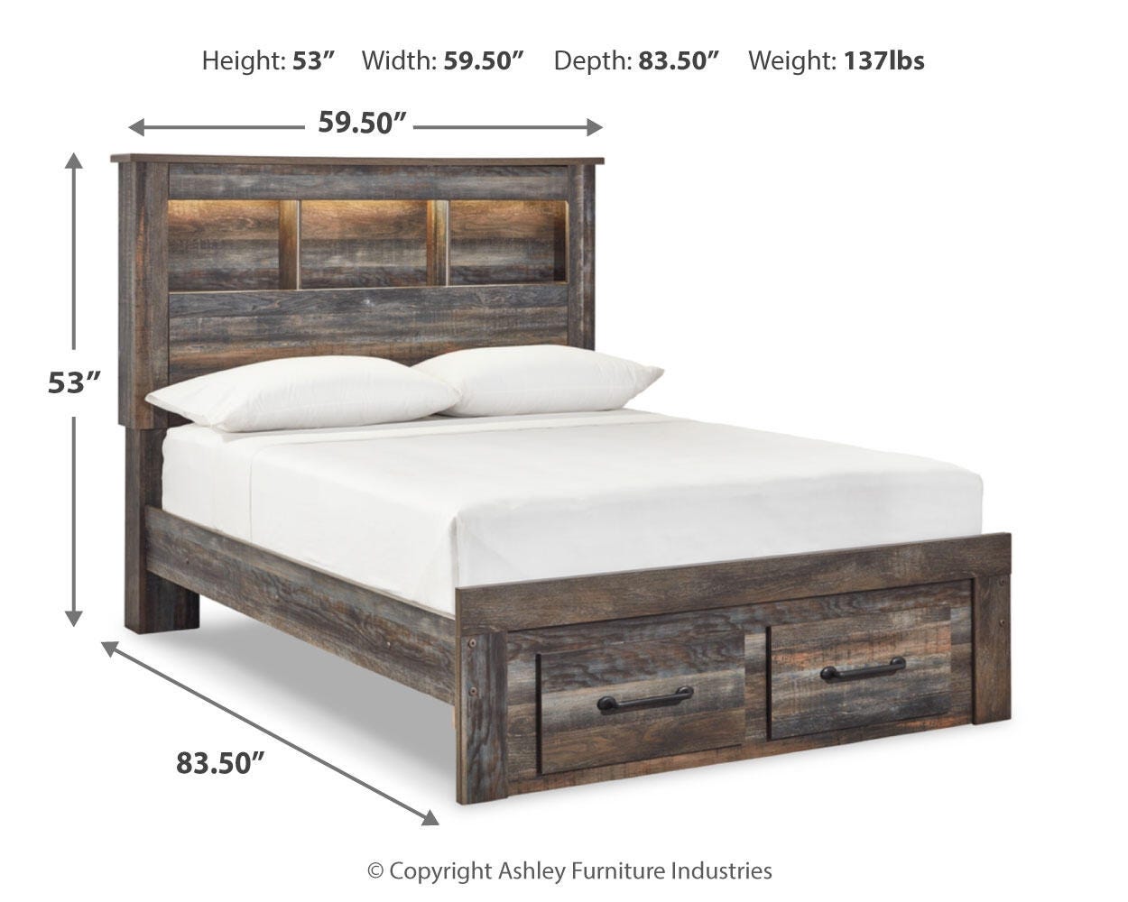 Drystan Full Bookcase Storage Bed and Chest — 2-Piece Set