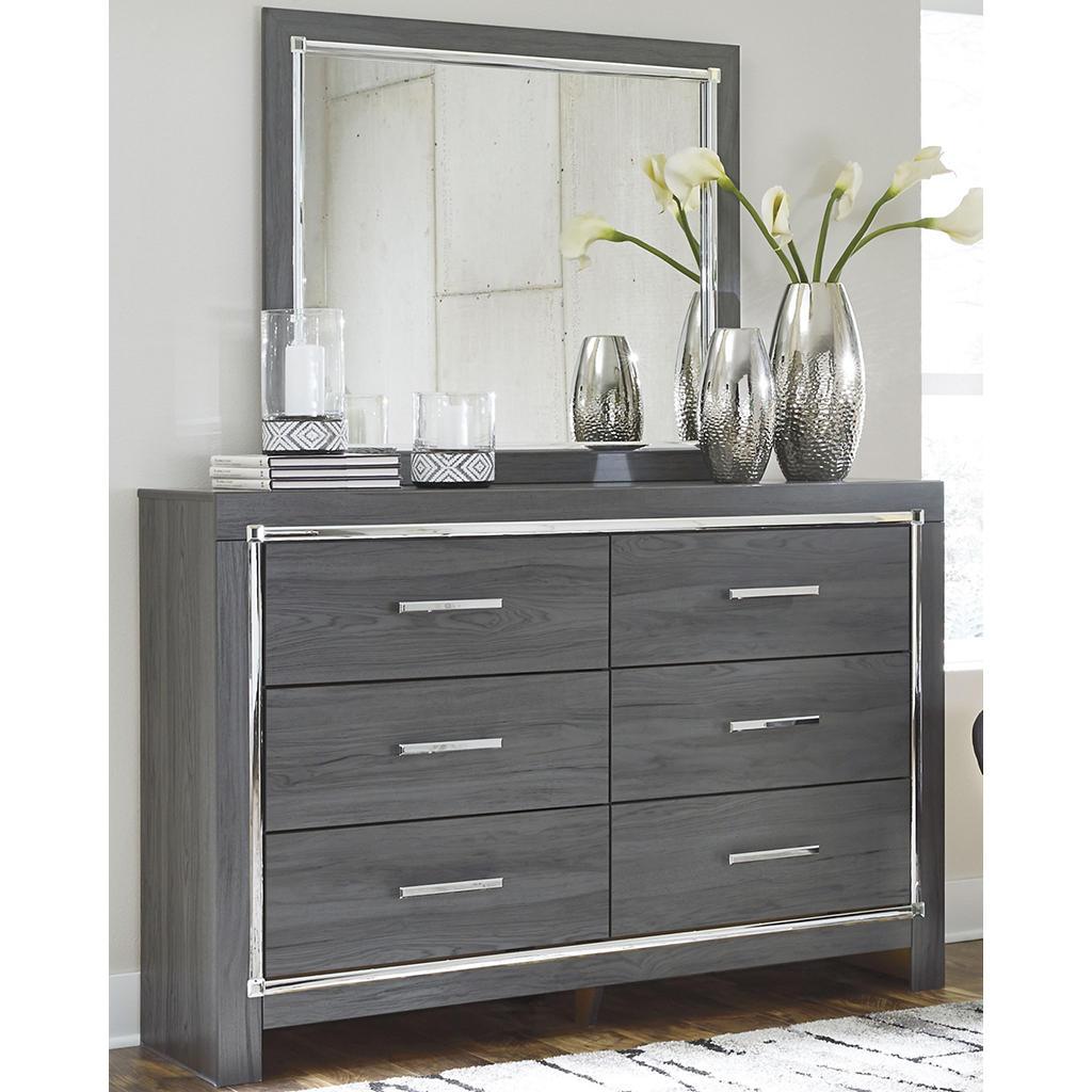 Lodanna Dresser and Mirror Set — Gray with Chrome-Tone Sparkle Signature Design by Ashley® Bedroom