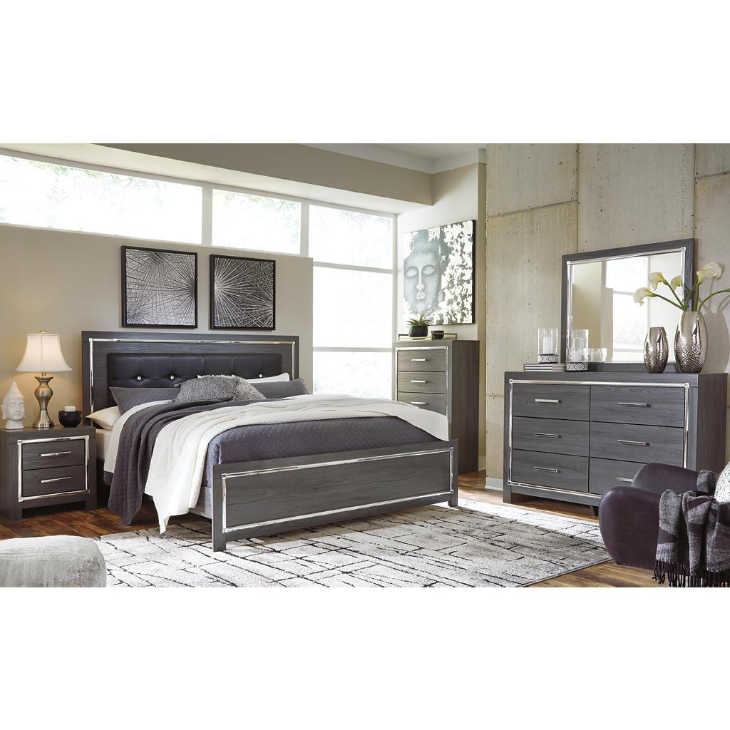 Lodanna Dresser — Gray 6-Drawer with Faceted Chrome Pulls Signature Design by Ashley® Bedroom
