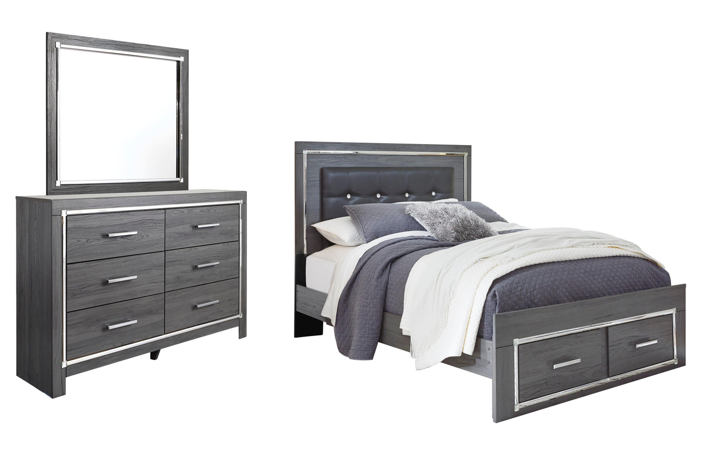 Lodanna Queen Upholstered Storage Bed, Dresser and Mirror Signature Design by Ashley® Bedroom