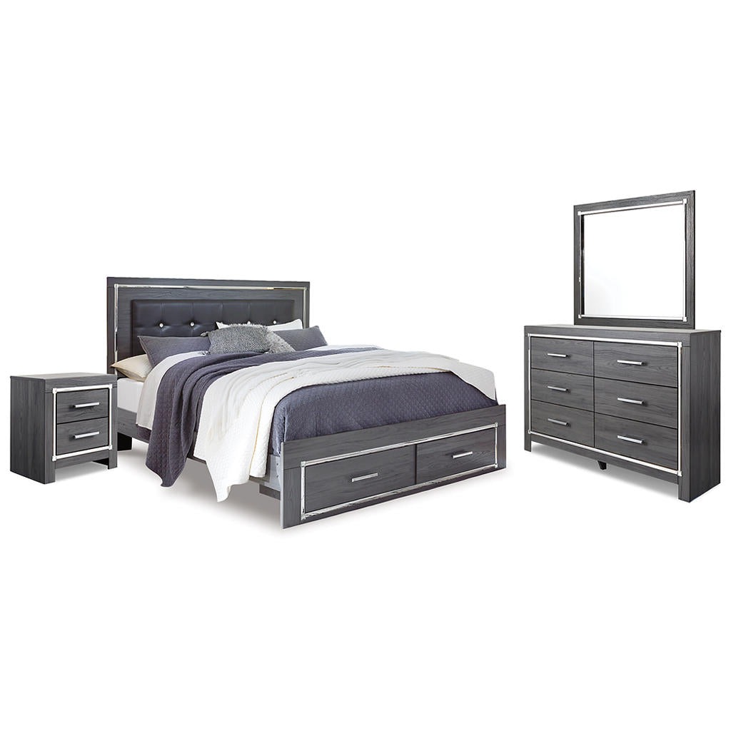 Lodanna King Storage Bed with Mirrored Dresser and Nightstand Signature Design by Ashley® Uncategorized